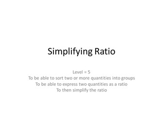 Simplifying Ratio- low ability