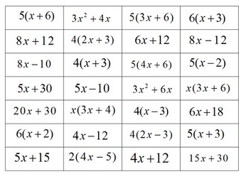 Expanding single brackets - cut and stick
