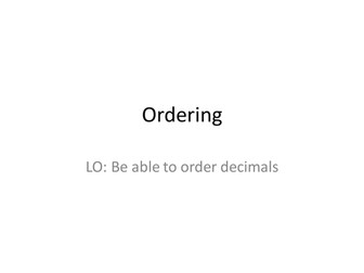 Ordering decimals