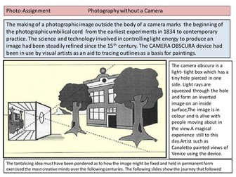 Photo-Assignment 'Photography without a Camera
