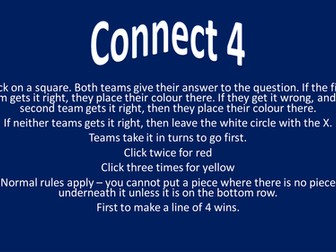 English Connect Four Quiz -noun - verb - adjective