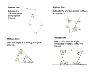 Triangle and Quadrilateral Angle Challenge Cards