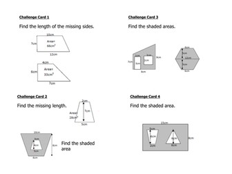 Trapezium Area Challenge Cards