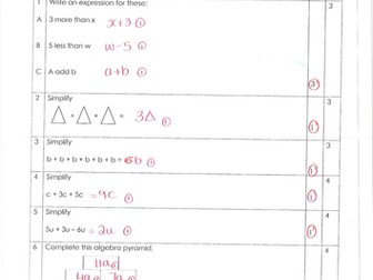 Algebra Manipulation topic tests Level 3-8