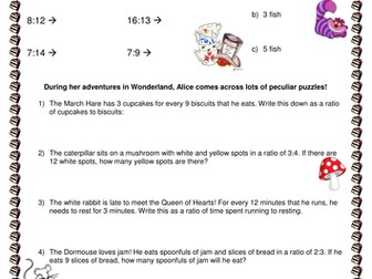 Ratios - Alice in Wonderland themed activities!