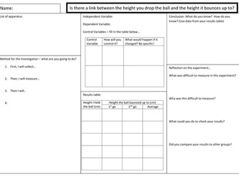 KS3 Science investigation writing frame