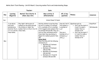 Y3 Unit B1-Securing Number Facts and Shape