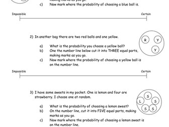 Placing Fractional probabilities on number lines