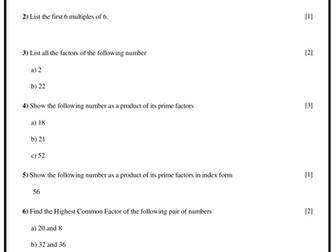 Factors, Multiples, Primes, Prime Factor, HCF, LCM