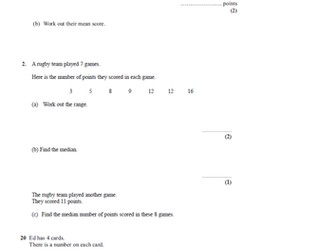 Data handling revision pack foundation GCSE