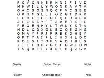 Charlie and the Chocolate Factory Wordsearch