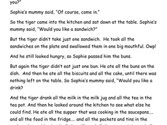 The Tiger Who Came to Tea Comprehension