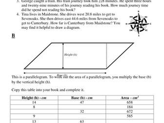 Differentiated Subtraction and Division Questions