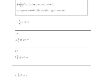 Fractions of numbers worksheets