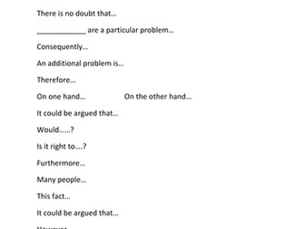 Balanced argument planning template & connectives