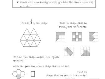 fractions of shape worksheet