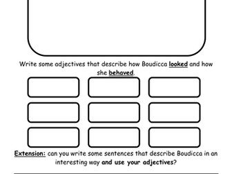 Adjectives lesson linked to describing Boudicca
