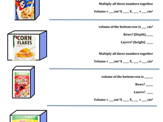 Calculating volume for cereal boxes.