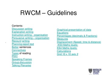 Support for development of RWCM in lessons