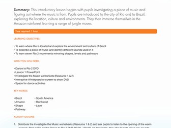 Dance to Rio - PE resources based on Rio 2 film