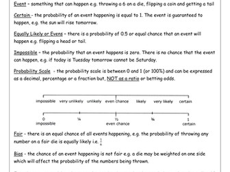 Probability Terms and Definitions