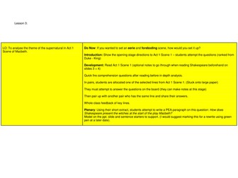 Year 9 Macbeth Scheme of Work - Lesson 3