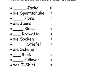 Dictionary Skills clothing