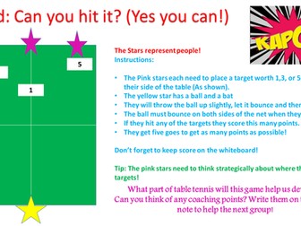 Table tennis task cards