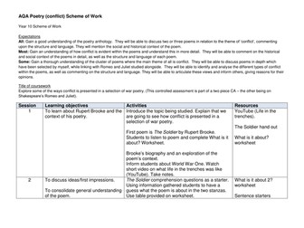 Scheme of Work for poetry (conflict)