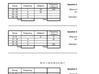 Mean and Modal Class of Grouped Data Worksheet
