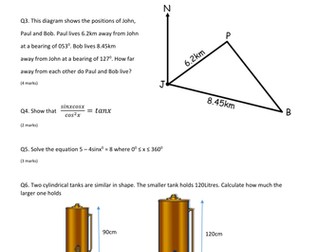 Mixed Homework for National 5 revision