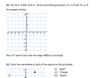 Coordinates and negative numbers homework