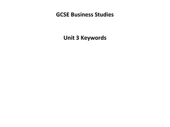 Edexcel GCSE Business Unit 3 Keyword Booklet