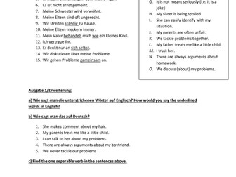 Listening worksheet Family and relationships