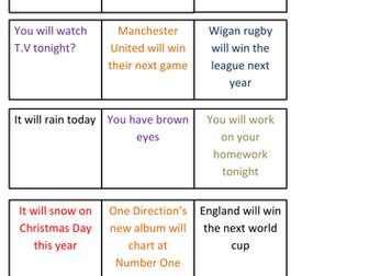 Probability Scale - Events Activity