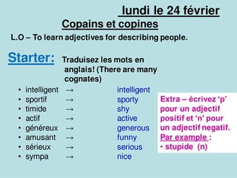 Personality adjectives