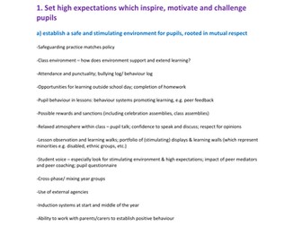 Example evidence for teaching standards & bullets