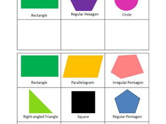 2D Shape Bingo Cards
