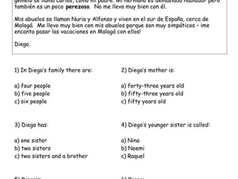 Mi familia reading and revision