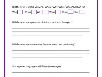 Oral Newspaper Report Analysis - Child Led