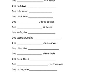 SPAG Plurals and Word Classes Worksheets