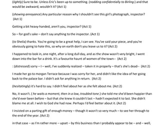 An Inspector Calls Key Quotation Sheets