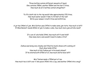 Capacity Word Problems