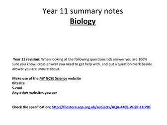 AQA Biology GCSE revision summary booklet