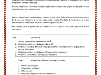 my family- reading comprehension