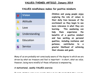 VALUES mindfulness for positive mindsets-Exercise