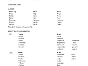 Spanish Verb Tables Booklet