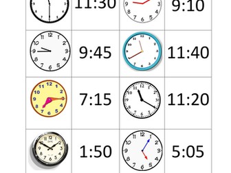 Matching Activity- Analogue to Digital Time