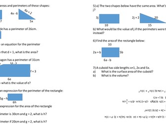 Perimeter questions using algebra