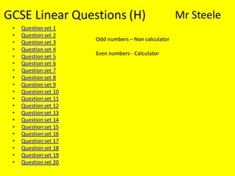 GCSE Linear Starters 1-20 (Higher)
